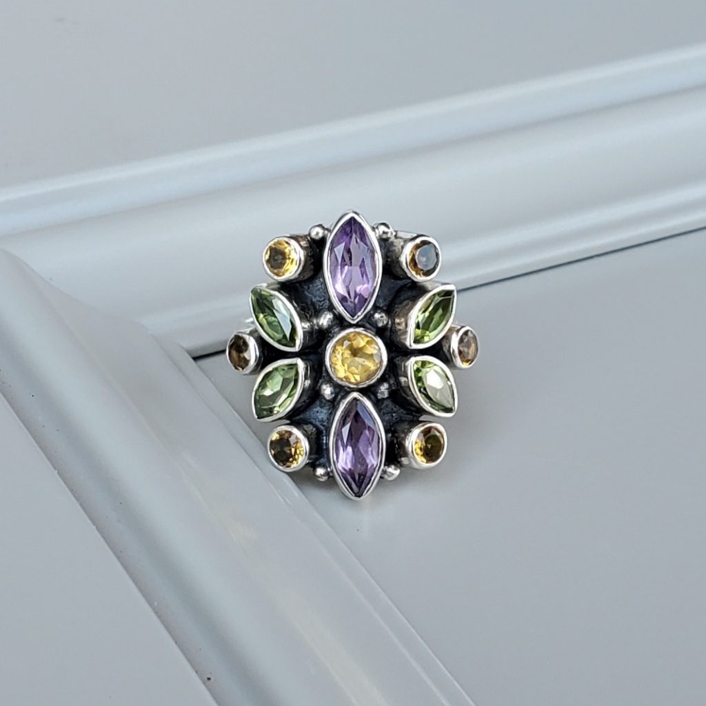 Nicky Butler Sterling Silver 925 Amethyst Designer Ring Size 11 Gemstone Peridot 85$